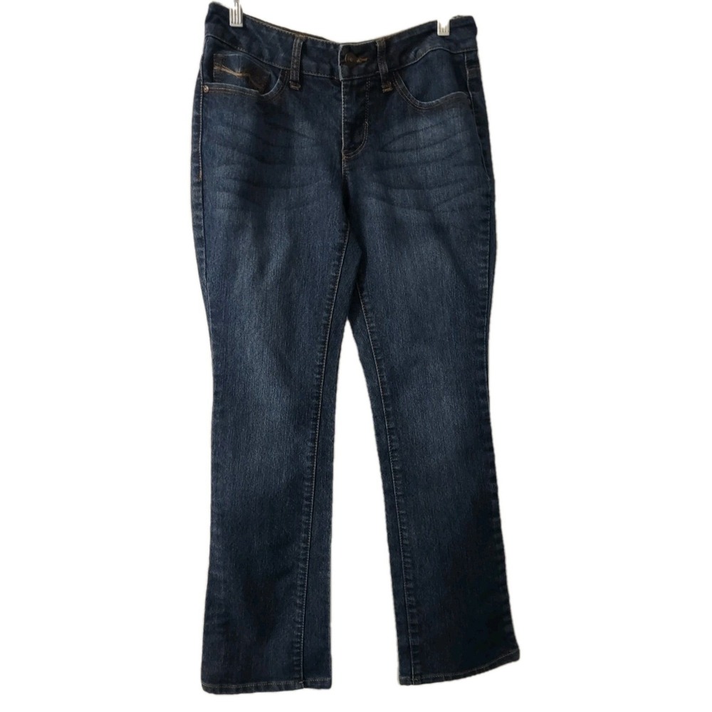 Faded Glory Jeans Womens Size 8P Bootcut Blue Denim 5 Pocket Embroidered Pockets